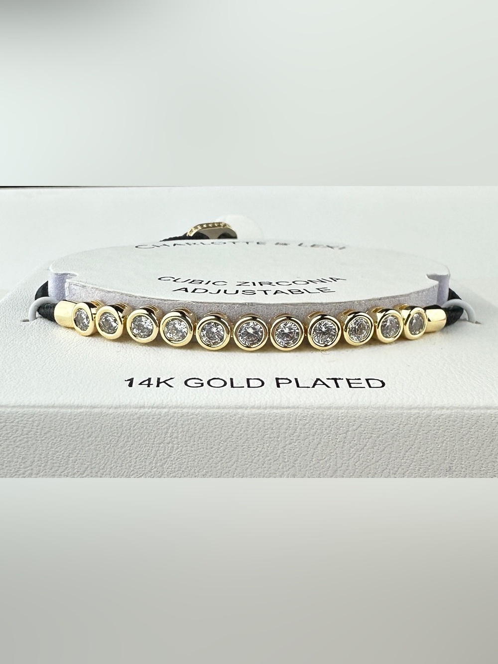 NIB Charlotte & Lexi Gold CZ Adjustable Tennis Style Bracelet